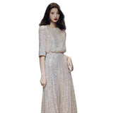 Evening Dress Dress Women's Banquet High-End Light Luxury Niche Dress Dinner Host High-End Slid Noble Temperament HZ0517