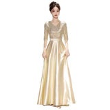 Champagne Gold Choir Head Dress Dress Evening Dress Female Host Adult Conductor Costumes Stage Competition Performance Costume HZ0517