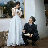 French Travel Shot Wedding Dress Super Fairy Temperament Certificate Registration Small White Dress Lineage Simple Engagement Dress HZ0517