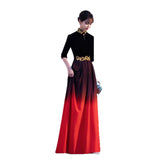 New Performance Suit Black Collar Gradient Temperament High Sense Command Recitation Performance Competition Evening Dress HZ0517