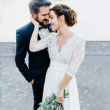 2026 Spring New Simple Bohemian Deep Wind V Lace Luo Back Beach Light Wedding Dress HZ0517