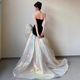 Black Breasted Evening Dress Female Senior Sense Banquet Temperament Design Small Tail Engagement Dress HZ0517