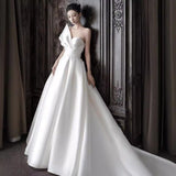Korean-Style Dens Down Simple Light Wedding Dress 2026 New Small Brides Go Out To Greet The Wedding Dress HZ0517