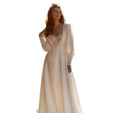 French Light Wedding Dress White Thin Simple Travel Photography To Welcome Sexy Super Fairy Outdoor Wedding Tail Yarn HZ0517