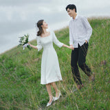 French Light Wedding Dress Small Man's Dens, Simple Usually Can Wear An Engagement White Dress To Register A Small Dress HZ0517