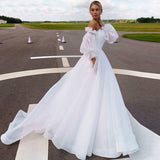French Long-Sleeved Main Wedding Dress 2026 New Bride With A Chest To Go Out Of The Yarn Simple Temperament HZ0517