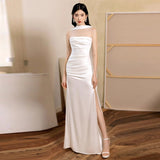 White Evening Dress Woman 2026 New Light Luxury Small High-End Engagement Dress Bridal Temperament Welcome Yarn HZ0517