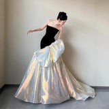 Black Breasted Evening Dress Female Senior Sense Banquet Temperament Design Small Tail Engagement Dress HZ0517