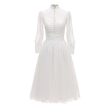 Vintage Long-Sleeved Small Small Small Wedding Dress 2026 New Travel Photo Photo In The Long-Term Hepburn Evening Dress HZ0517