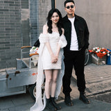 2026 New Light Wedding Dress Small Man Certificate Registration Small White Dress Bride Shoulder Bra Retro Dress HZ0517