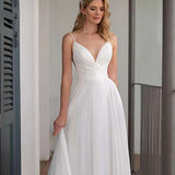 Suspension Deep V Collared Light Wedding Dress 2026 Spring New Small Tail Fashion Simple Travel Host Dress HZ0517