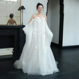 French Bra Light Wedding Dress Sweet New Bride High-End Light Luxury Wedding Morning Robe Go Out Yarn Welcome Tail Dress HZ0517