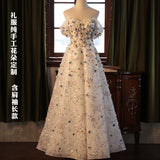 Full Star Breasts Flower Evening Dress Senior Sense 2026 New Birthday Party Host Performance Engagement Evening Dress HZ0517