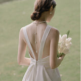 Sensian Light Wedding Dress Simple Super Fairy Travel Shot Thin White Small Tail 2026 New Bride Wedding Yarn HZ0517
