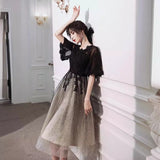 Annual Evening Dress Women 2026 New Temperament Banquet Covered Belly Black Slimming Usually Wears Hosts HZ0517