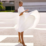 2026 New Solid-Colored Women's Dress Fashion Sexy Big Swing Short Sleeve Small Dress Dress HZ0517