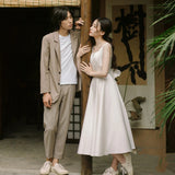 Travel Shot Light Wedding Dress New Certificate Daily French Simple Dress Retro Vertiny Noodles Small Dress HZ0517