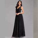 V-Neck Evening Dress Autumn New Elegant Romantic Sexy Back Evening Dress Banquet Performance Women's Skirt HZ0517