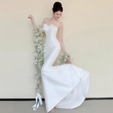 Braming Evening Dress 2026 New Banquet Host Shown Thin Fishtail Dress High-End White Light Wedding Design HZ0517