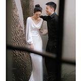 Vintage Light Wedding Dress Court Hepden Bride Long-Sleeved Welcome Suit Temperament Thin French Simple Simplicity Of Simplicity Of The Dress Woman HZ0517