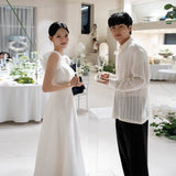Korean Light Wedding Dress Simple Engagement Dress Welcome Lawn Wedding Dress Main Wedding Certificate Small White Dress Outdoor HZ0517