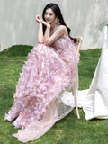 Morning Robe Female Bride Niche High-Grade Pink Light Dress Dress Engagement Welcome Out Yarn Super Fairy Toast HZ0517