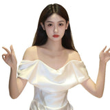French Word Shoulder-To-Face Wedding Dress New Bridal Temperament Simple And Elegant Atmosphere To Go Out To Greet Dress Woman HZ0517