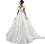 Direct Main Wedding Dress 2026 New Bridal Lace Word Shoulder-To-Shoulder Big Tail Wedding Dress HZ0517
