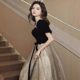 Black Engagement Dress 2026 New Hostess Female Student Graduates In Escape Princess Dress Winter Fashion Dress HZ0517