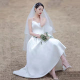 Sing Noodle French Light Wedding Dress 2026 Spring New White Simple Bride Wedding Certificate Registration Dress Female HZ0517