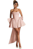 New One-Word Shoulder-To-Shoulder Evening Dress Bow Dress Short Ball Birthday Dress HZ0517