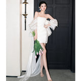 French Light Wedding Dress Small Certificate Registration White Short High-End Feeld With The Dress Of The Engagement Dress HZ0517