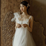 Light Wedding Dress New Sweet Engagement Dress Dress To Take Pictures Small French High-Grade Sling Dress Niche Morning Dress HZ0517