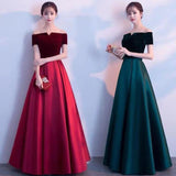 Choir Performance Suit 2026 New Velvet Stuff Blue Dress One-Word Shoulder Banquet Performance Evening Dress HZ0517
