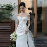 Fishtail Light Wedding Dress Super Xiansen Outdoor Wedding Bride Welcome To Go Out To Wear Simple Vertewn Shoulder Evening Dress HZ0517