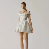 White Light Wedding Dress Small Short Temperament Dress Simple Retro Engagement Yarn HZ0517