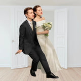 Korean Light Wedding Dress Simple Fish Tail Shoulder Dress White Engagement Dress Light Yarn License Light Wedding Dress HZ0517