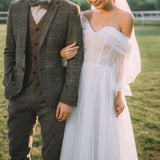 Mori Is Super Fairy Simple Light Wedding Dress Dream Small Man Travel To Go Out Yarn Thin Retro Shoulder Small Dress Woman HZ0517