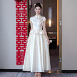 New Chinese Style Engagement Evening Dress Bridal Banquet Toast Champagne Color High-End Temperament Light Yarn Dress Dress Dress HZ0517
