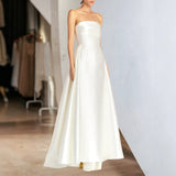 New White Engagement Light Wedding Dress Elegant Long Certificate Small White Dress Dress HZ0517