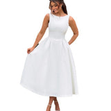 Women's Slings Light Wedding Dress 2026 Sexy Bare Back Dignified Round-Neck Temperament Waist Evening Dress HZ0517