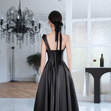Black Evening Dress 2026 New Year's Year Of The Year Of The Year Of The Side Of The Bow Banquet Dress HZ0517