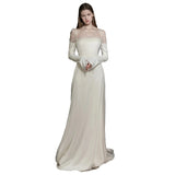 French Hepburn Light Wedding Dress Spring New Fish Tail Repair Slim Long Sleeves To Go Out Simple Yarn Evening Dress HZ0517