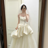 Broom-Smeared Wedding Bride Wedding Simple Light Atmosphere Engagement Banquet Dress Dress Travel Pat Door Yarn Welcome Yarn HZ0517