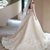 Vintage Lace Bra Bride Out Of The Yarn Heavy Industry Thin Simple Welcome Main Wedding Dress Small Tug-Tailed Skirt Light Yarn HZ0517