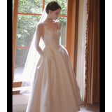 Sling Ribbon Dingy Light Wedding Dress French Small Sexy Simple Travel Photo Super Fairy Certificate Registration Korean Dress Light Yarn HZ0517