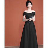 2026 New Word Shoulder Dress Host Toasting Bride Wedding Engagement Back Door Can Usually Wear A Dress HZ0517