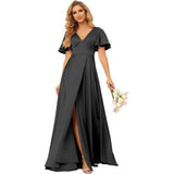 Sexy Dingy Evening Dress Deep V-Neck Side Open-Fork Ball Dress High-Waist Temperament Party Dress HZ0517
