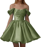 New Word Shoulder Ball Evening Dress 2026 Summer Short Foldless Shoulder-Free Party Adult Dress HZ0517