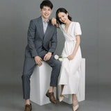 Certificate Registration Small White Dress Hepburn Thin French-Style Sedable Dress Small Wedding Dress Small Man Engagement Dress HZ0517